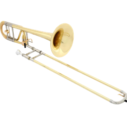 YBL822G Xeno Bb/F/D Bass Trombone, Lacquer, .563" Bore, Double Dependent Offset Rotors, 9-1/2" Gold Brass Bell, 59L Mouthpiece, Case