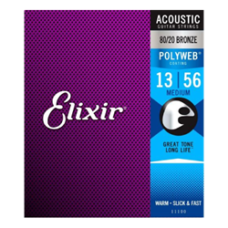 11100 Elixir Polyweb Acoustic Guitar Strings (13-56 Gauge)